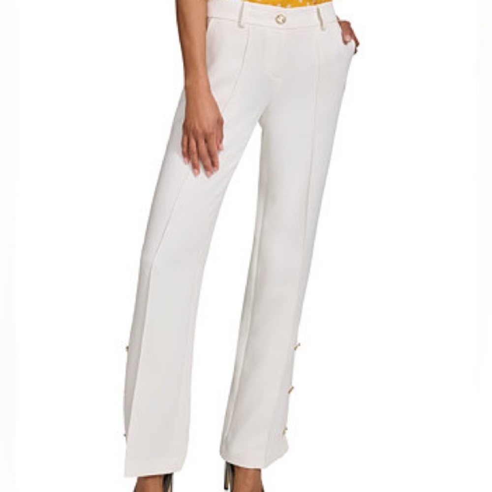 Karl Lagerfeld Button-Hem Wide-Leg Pants